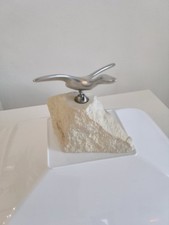 Vintage Hoselton Aluminum Bird Sculpture Seagull Stone Base Signed Canada