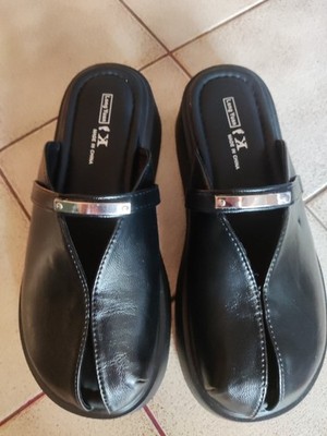 Damen Mules Schwarz Slip-On Gr. 39 Bequeme Sommerschuhe Freizeit Schuhe
