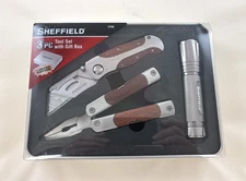 NIB Sheffield 3 Pc Tool Set - Multi-tool, Utility Knife & Flashlight