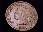 1887 Indian Head Cent, Fine to Very Fine  grade