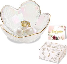 White Flower Jewelry Dish Glass Ring Dish Jewelry Tray Cute Vanity Organizer Roo