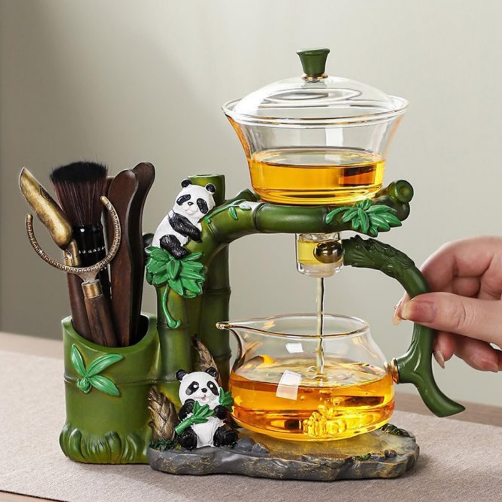 Semi-automatic Drip Glass Teapots Panda