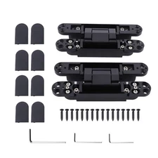7" Hidden Door Hinges Kit Zinc Alloy Heavy Duty Invisible Hinge 180 Degree QME