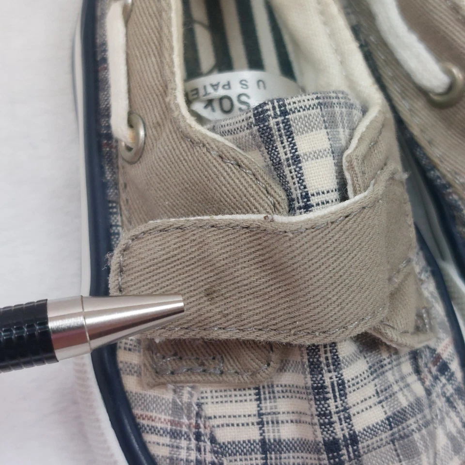 ZAPATOS DE BARCO NÁUTICO PREPPY CIRCO INFANTILES NIÑOS AZUL TOSTADO NEUTRO A CUADROS TALLA 4 Foto 4 de 4