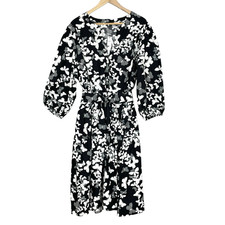 Talbots Butterfly Dot Print Button Up Midi Dress 22W Bow Office Balloon Sleeve