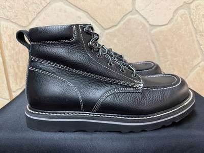 Mens 11.5 D 6'' Moc Soft Toe Wedge Work Boot Leather Black