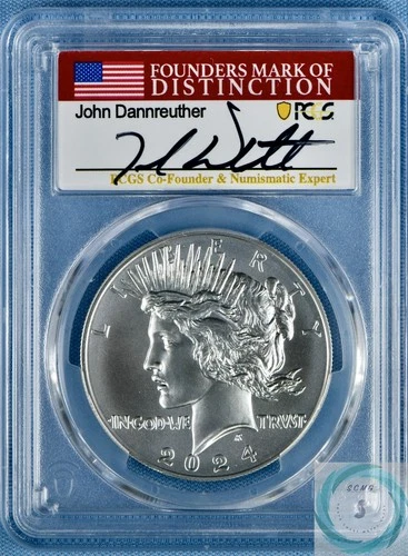 2024 $1 Peace Silver Dollar PCGS MS70 Advanced Releases - Founders Mark Label