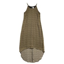 Old Navy Womens Sz M Tan Black Geometric High Low Midi Dress Boho Asymmetrical