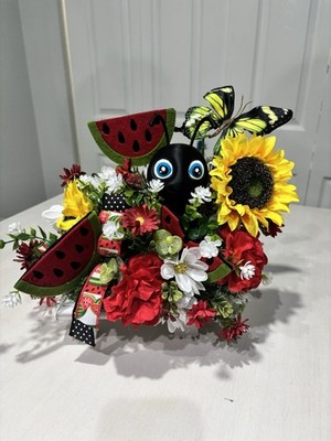 Summer Picnic Table Centerpiece Watermelon 3D Printed Ant Sunflowers