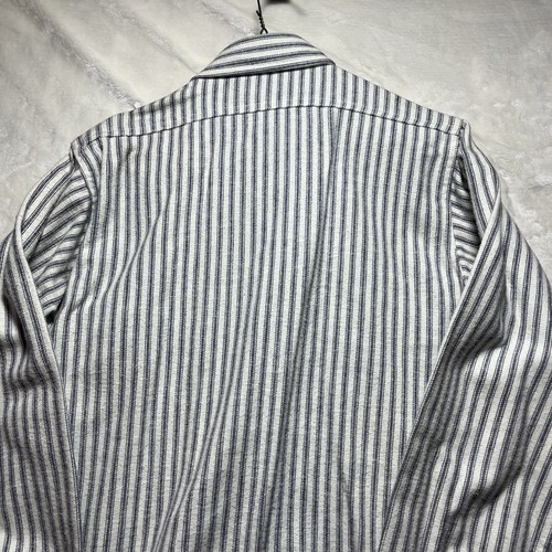 Vintage 90s Woolrich Button Up Shirt White Gray Stripe Chore Outdoor Flannel M - Picture 13 of 14