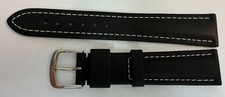 19mm Glashütte Original Black Real Leather Watchband Buckle Without Logo