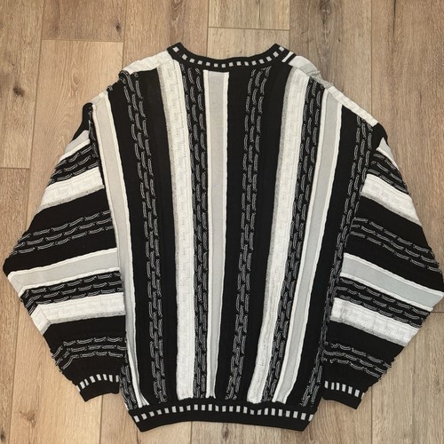 Vintage 90s St. Croix 3D Knit Sweater Black Gray White Size Large Made In USA - Picture 2 of 5