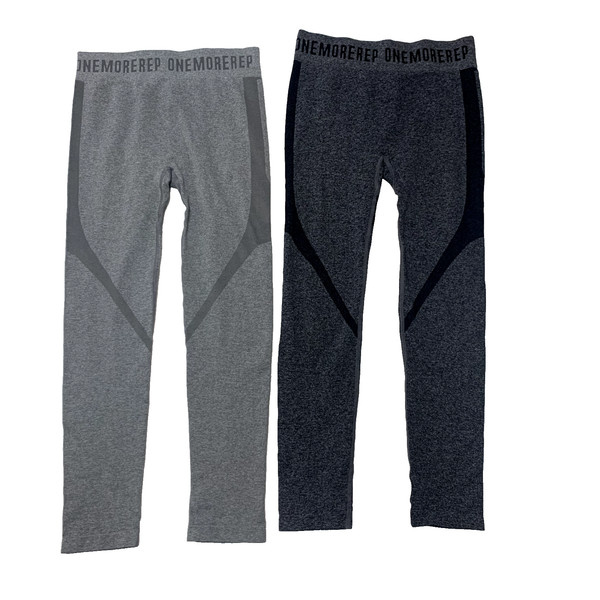 Onemorerep Women’s M Seamless Full Length Gym Leggings Bulk x 2 Grey + Black
