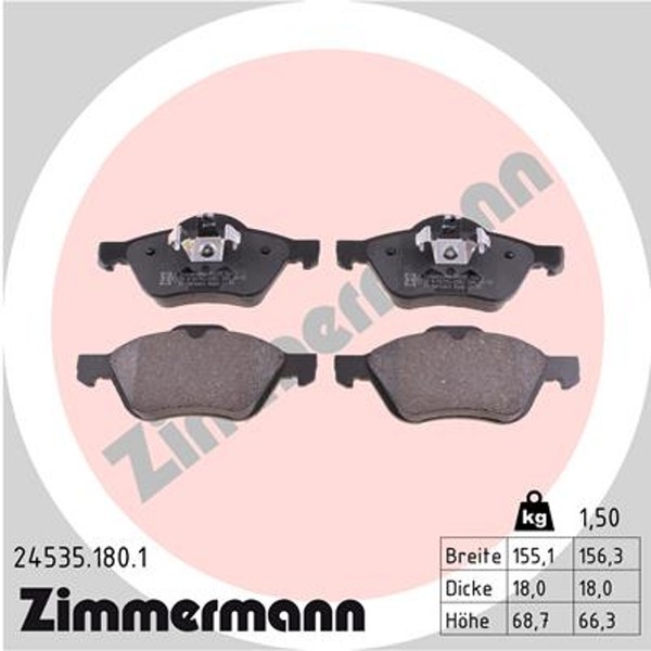 Zimmermann Bremsbelagsatz Scheibenbremse 24535.180.1 FüR Clio Renault Megane KM0-image