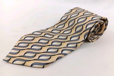 Joseph  Feiss International 100 Silk Tie 60  x4  Hand Made Necktie Yellow Blue