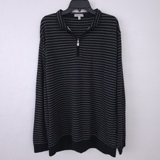 Peter Millar Mens XXL Modal Cotton Black 1/4 Zip Long Sleeve Pullover Shirt