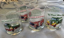 Hess Truck Glasses Lot, 2 Fire trucks - Tanker - 1st Hess Truck
