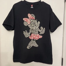 Walt Disney World Minnie Mouse It's All About the Bow T-Shirt Large Black Adult