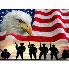 5D DIY National Flag Eagle Diamond Painting Kit By Numbers Military Design