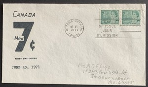 FLX Stamps Canada 544 Def Issue 1971 , Cache, pair, FDC