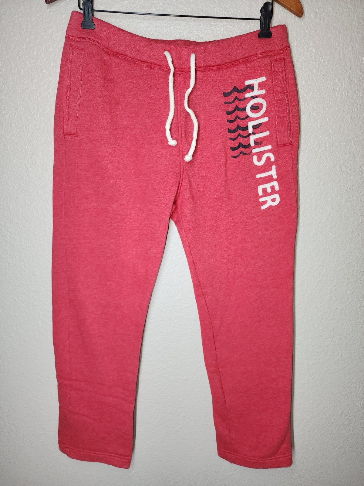 Hollister Co. Women's Embroidered Cream Red Sweatpants Size XS