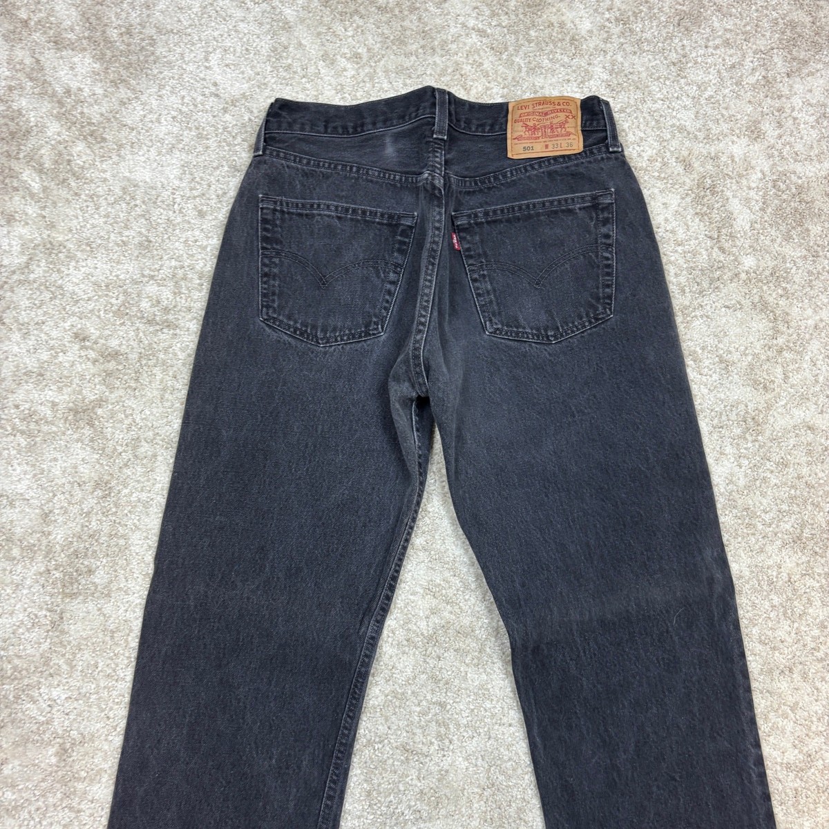 Vintage 90s Levi's 501 Straight Leg Black Denim Jeans 33x36 Made