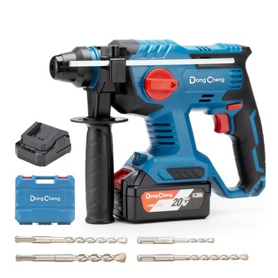 DongCheng 20V Max Cordless Rotary Hammer Drill, 7/8'' SDS-Plus, 4 Blue 