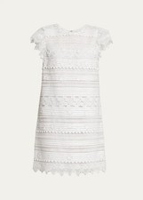Women’s Carolina Herrera  Embroidered White Mini Shift Dress - Size US 8