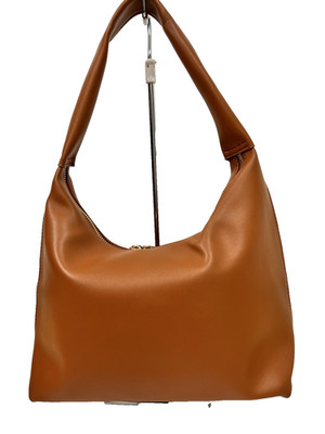 Small Soft Shoulder Purse   Lightweight hobo Handbag with Double Zipper tan