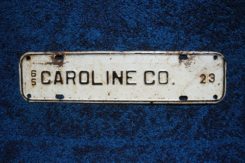 1965 CAROLINE County VIRGINIA License Plate Topper Low # 23