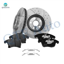 Set 6 Front 300 Drilled Brake Rotors-Ceramic Brake Pad For 2013-2016 Lincoln MKZ