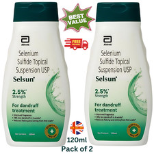Selsun Suspension Anti Dandruff Shampoo x2, Clears Away Dandruff Flakes 120ml