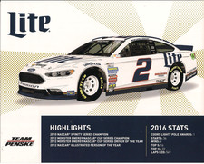 Brad Keselowski - Lite Beer - postcard - hero card - NASCAR - 2016