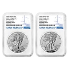 2pc Set - 2021 $1 1-oz Reverse Proof American Silver Eagle Designer NGC PF69 ER
