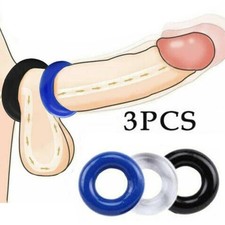 3 PCS Reusable Penis Stretcher Sleeve Girth Enhancer Penis Extender Ring For Men