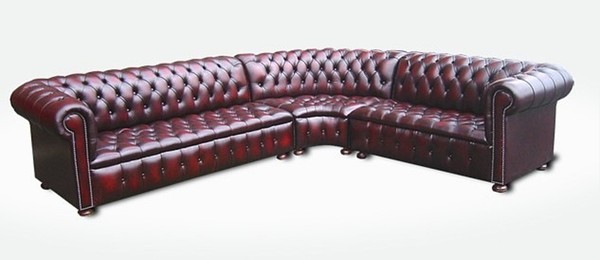 Ecksofa Kirsche Ledersofa Polster Eck Couch Garnitur Sitz Design Chesterfield-image