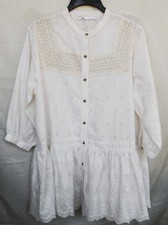 Zara Size M Ivory Tunic Top or Mini Dress 100% Cotton