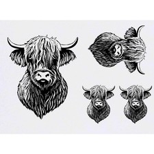 4 x 'Highland Cow Head' Temporary Tattoos / Transfers TO00072586 