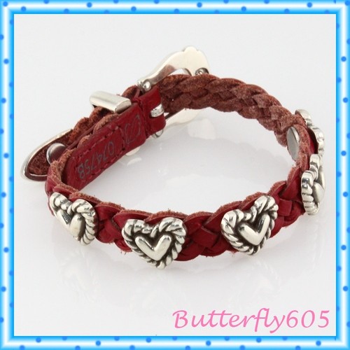 Brighton Roped Heart Braid Red Silver Bandit Bracelet