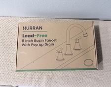 Hurran Lead-Free Brass 8" High Arc Matte Black Bathroom Faucet w/ Pop Up Drain