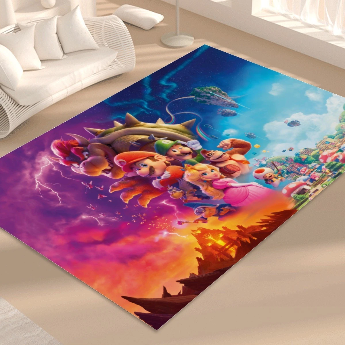 Super Mario Print Foldable Rectangular Floor Mat Rugs Anti-Skid Carpet