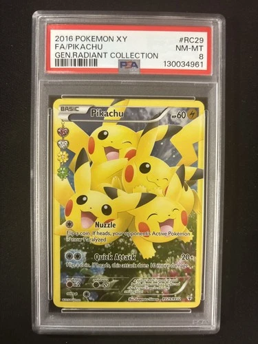 2016 POKEMON XY GENERATIONS RADIANT COLLECTION RC29 FULL ART/PIKACHU PSA 8 NM-MT