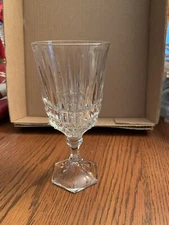 1 Fostoria Heritage Ice Tea Glass stemmed Double Cut Vertical Ribs 7 1/4 “