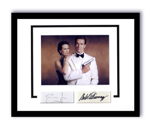 ARNOLD SCHWARZENEGGER /JAMIE LEE CURTIS SIGNED AUTOGRAPH 11x14 FRAMED ACOA TRUE