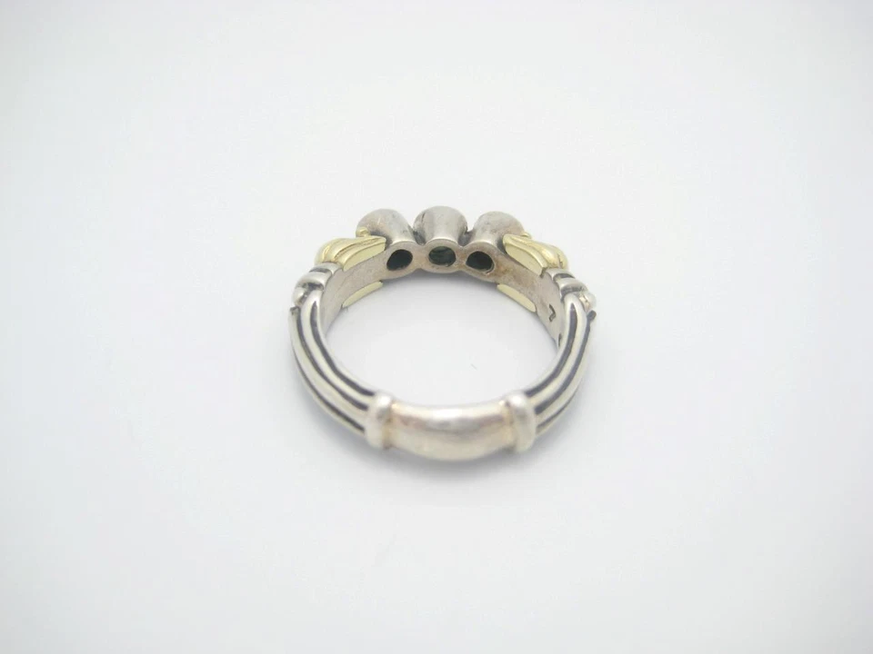 Vintage Lagos Caviar Sterling & 18k Yellow Gold Peridot Ring Size 6 1/2 - A - Image 3 of 4