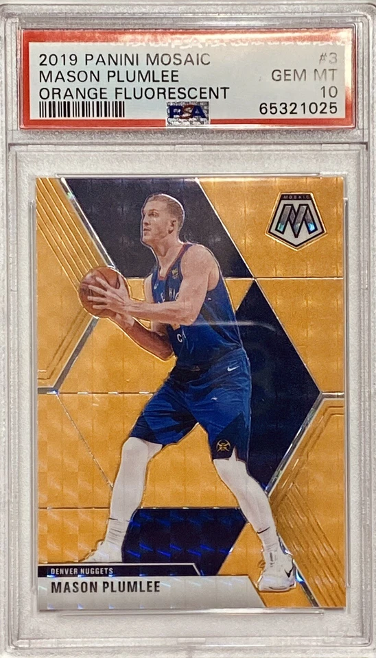 2019 Panini Mosaic #3 Mason Plumlee NBA Orange Fluorescent #1/25 PSA 10 Gem Mint - Image 3 of 4