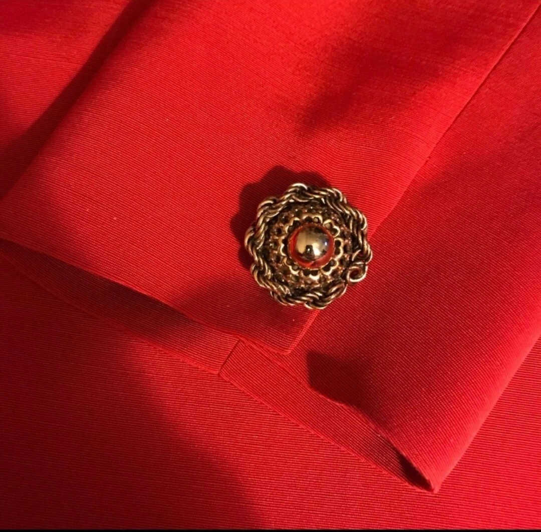 VERSACE GENNY GIACCA DA FUMO DONNA IN ROSSO FIAMMEGGIANTE Tg 8 TESSUTO LANA SETA di LUSSO