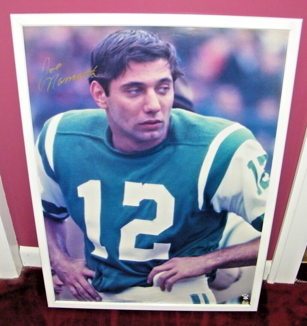 JOE NAMATH AUTOGRAPHED SIGNED LARGE PICTURE POSTER RARE 30 X 40 PSA DNA NICE