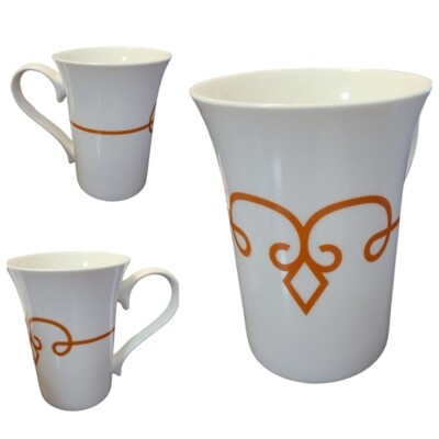 Starbucks 11 oz Burnt Orange Fleur-de-lis Diamond Scroll Coffee Mug TAZO  Tea Cup | eBay