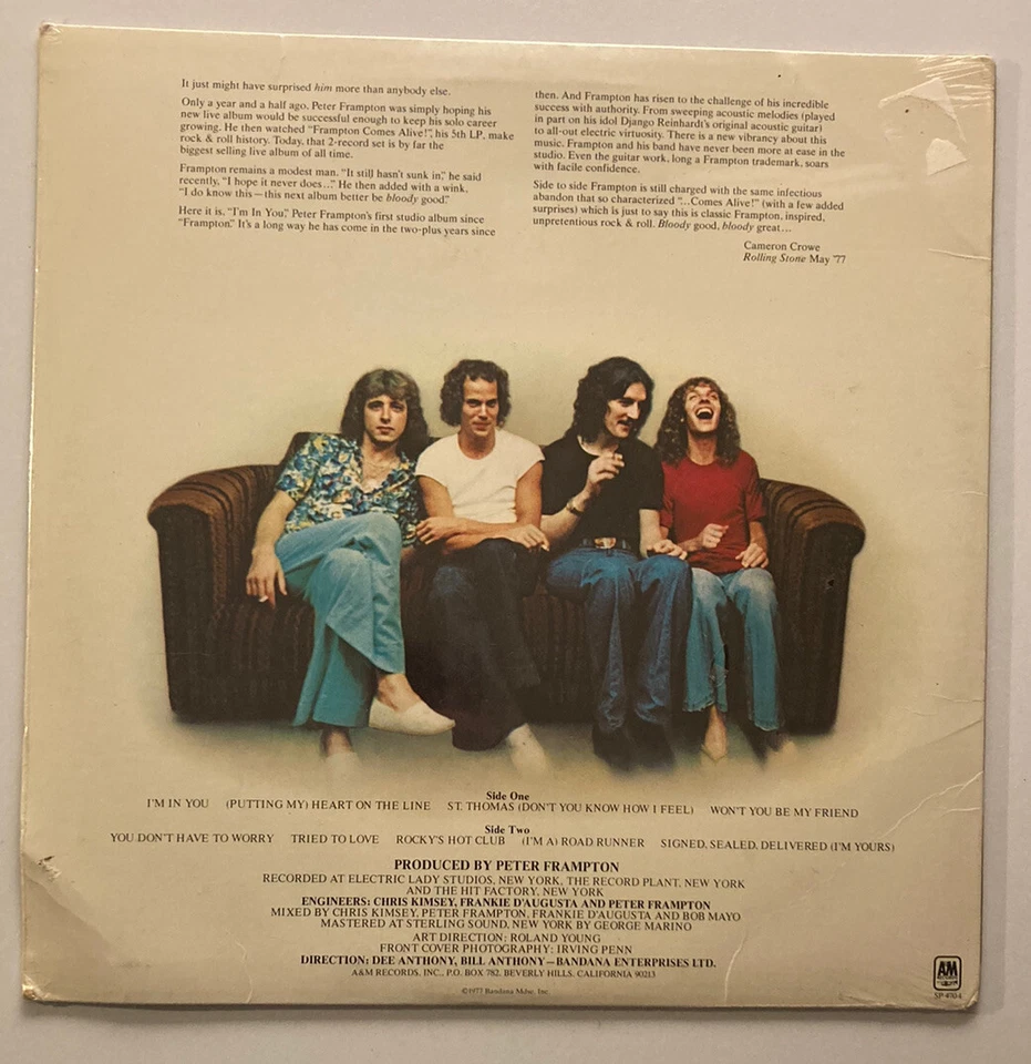 PETER FRAMPTON “I'm In You” 1977 LP Vinyl A&M Records SP 4704 BRAND NEW SEALED - Image 2 of 4